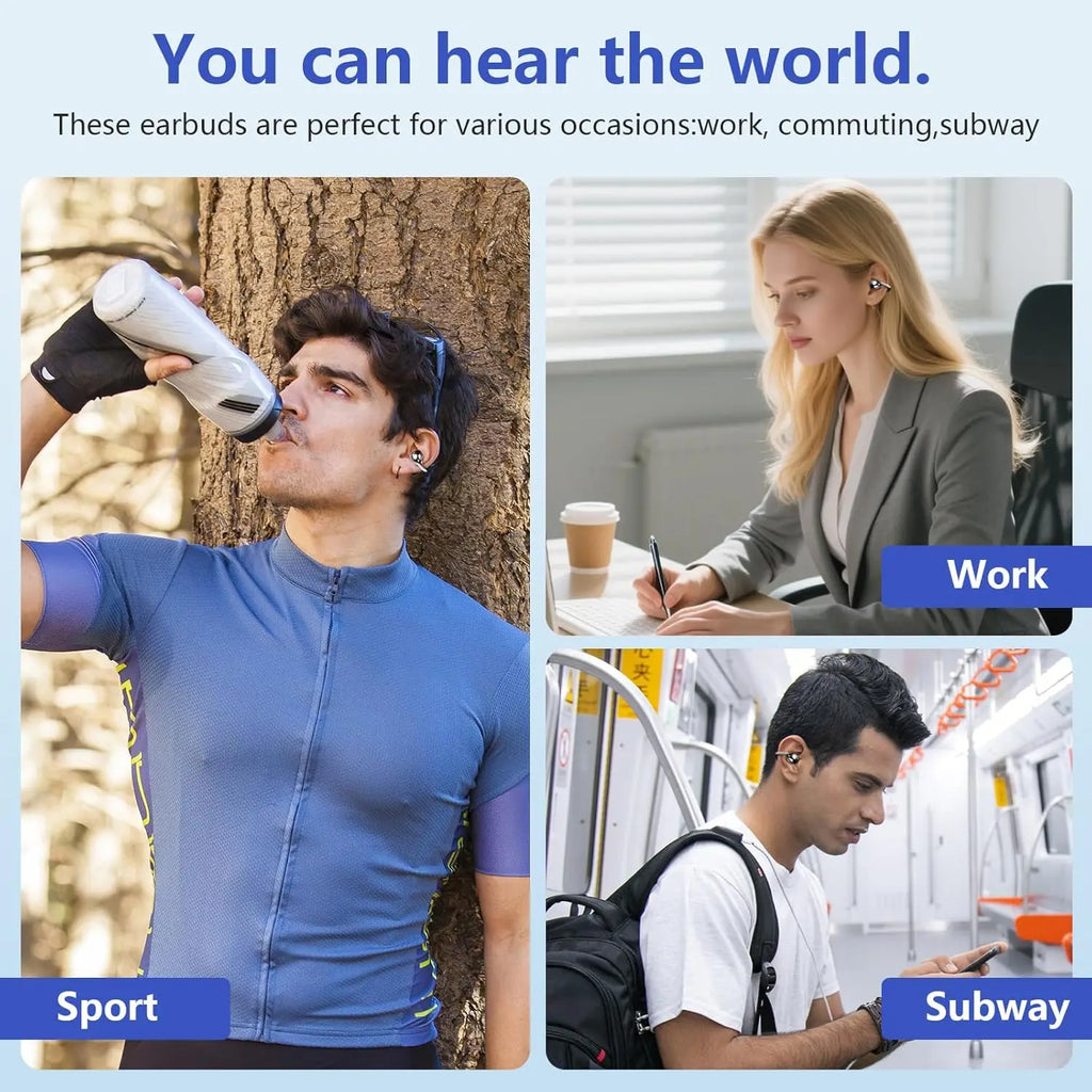 Écouteurs Open-Ear UYUXIO Bluetooth 5.4 Clip 72h Sport – CLEVI Paris