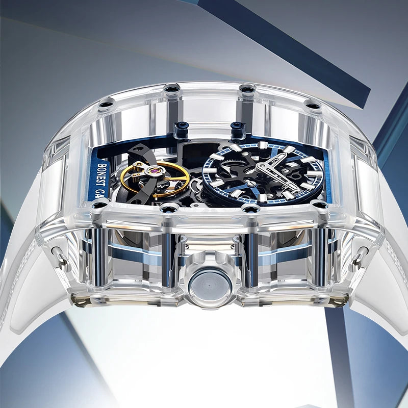 BONEST GATTI BG9960 Montre Homme Automatique Tonneau Cristal K9 Saphir – CLEVI Paris