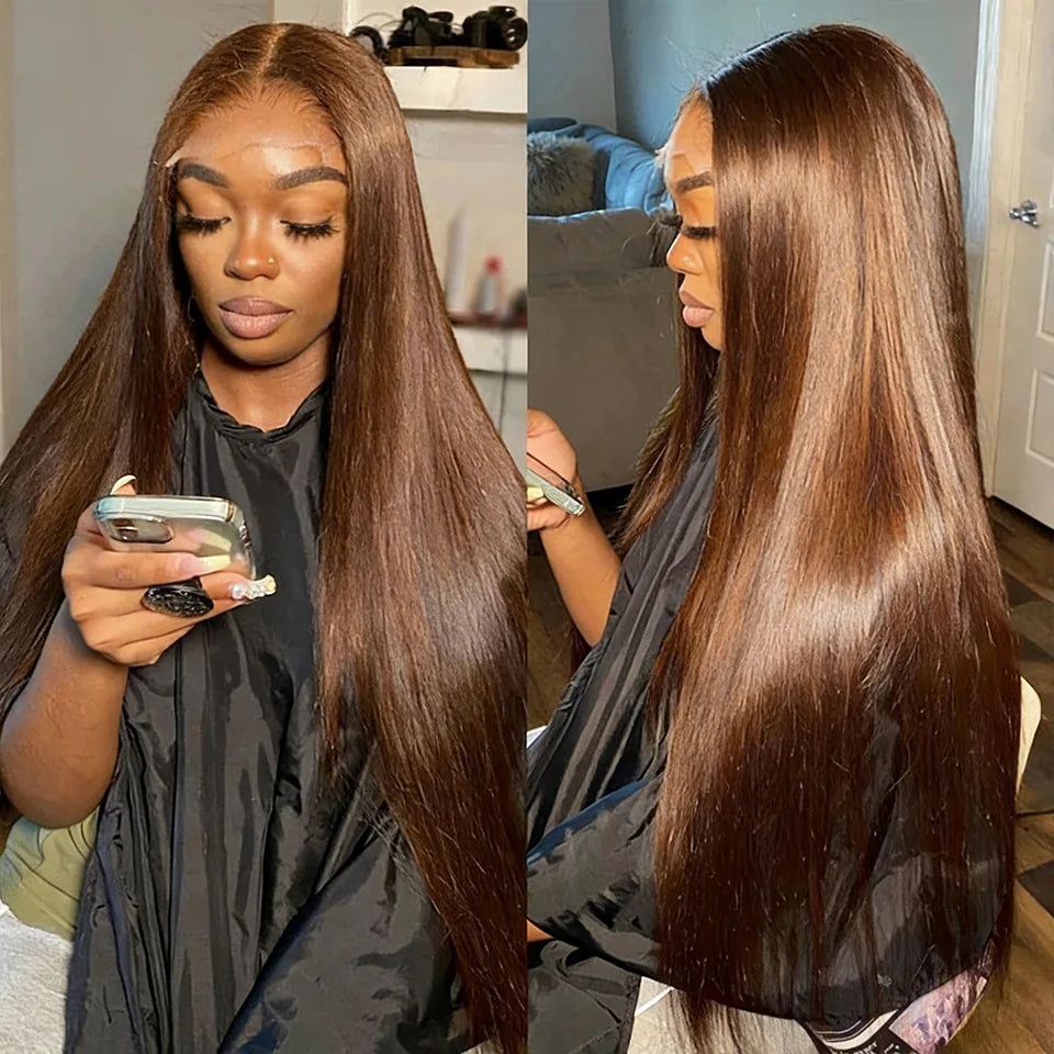 Bundles Cheveux Humains Lisses Brun Chocolat #4 Brésiliens Vierges Baierte – CLEVI Paris