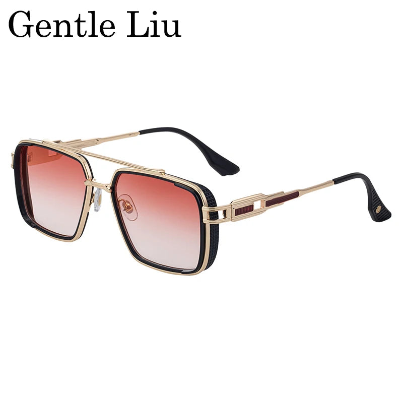 Lunettes de Soleil Carrées Steampunk Double Pont Métal UV400 Conduite Homme – CLEVI Paris