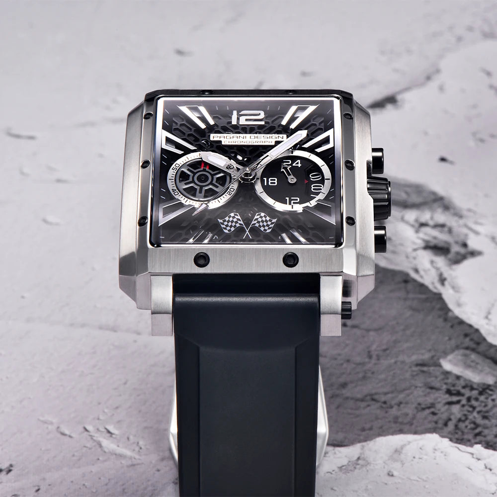 Montre Homme Quartz Racing Multifonction Boîtier Rectangle Pagani Design PD-1725 – CLEVI Paris
