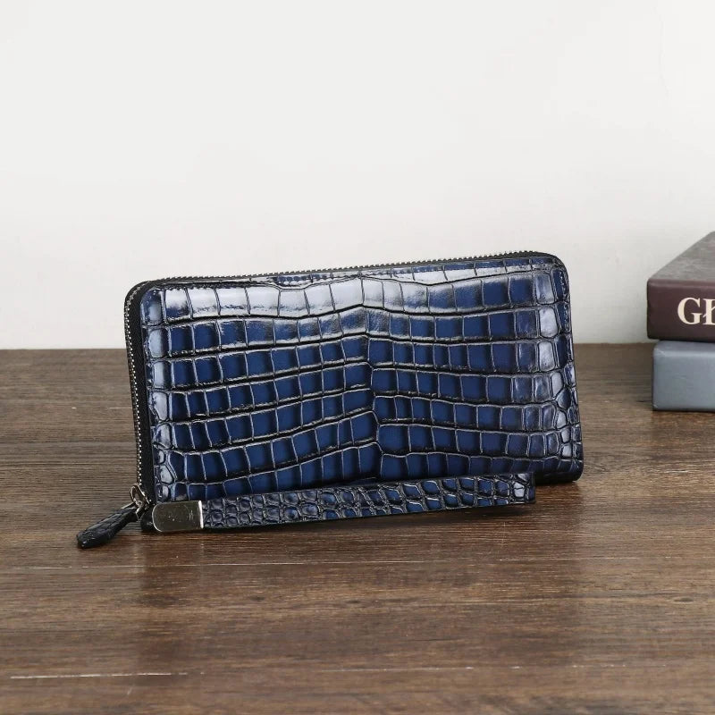Portefeuille Long Homme Silicone Cuir Motif Crocodile Dragonne Imperméable – CLEVI Paris