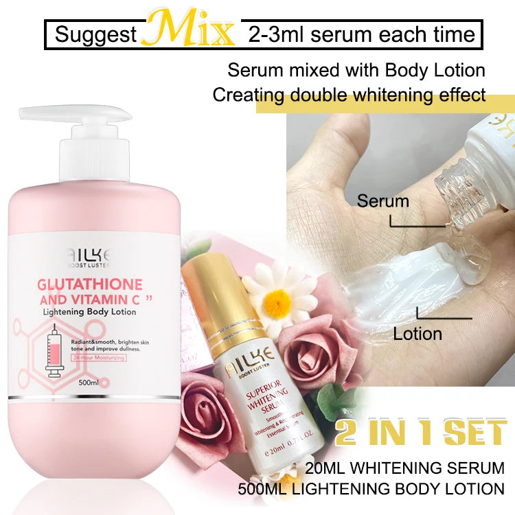 Lotion Corps Éclaircissante AILKE Vitamine C & Glutathion – Teint Uniforme & Éclat – CLEVI Paris