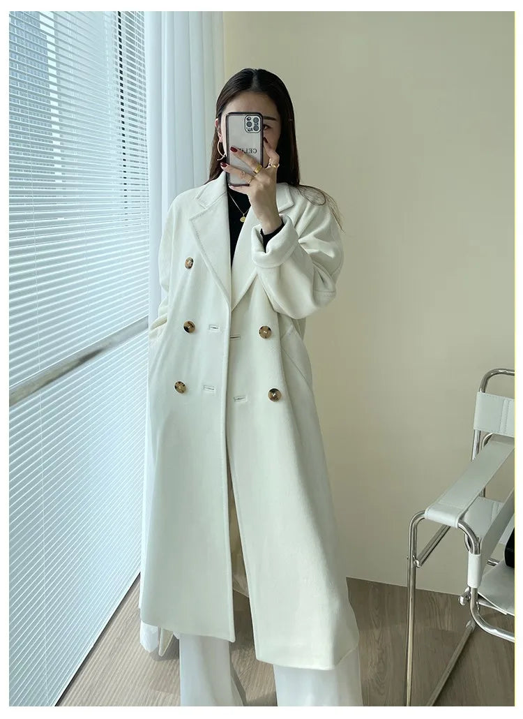 Manteau femme laine et cachemire croisé – CLEVI Paris