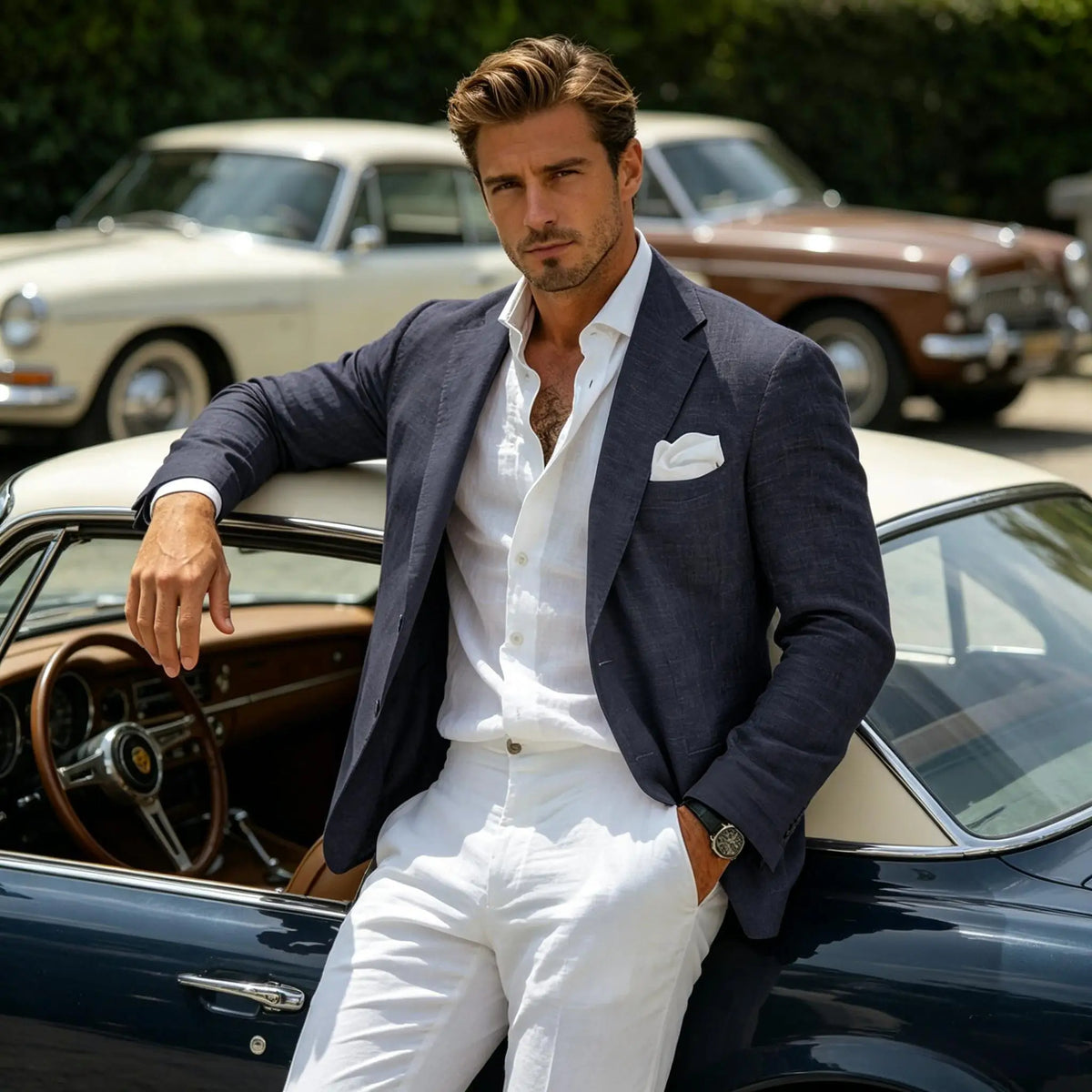 Blazer homme en lin coupe slim – CLEVI Paris