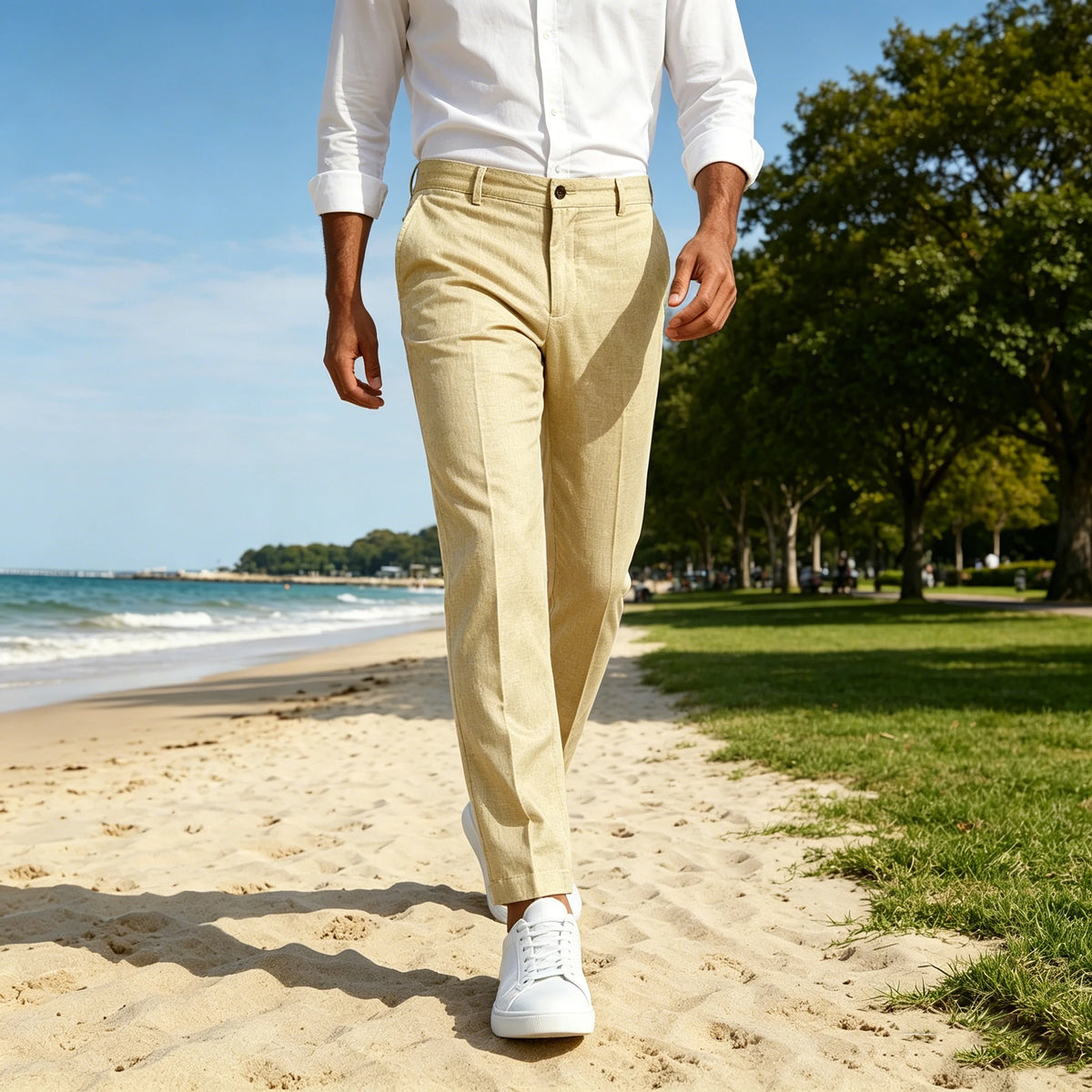 Pantalon homme en lin coupe slim – CLEVI Paris
