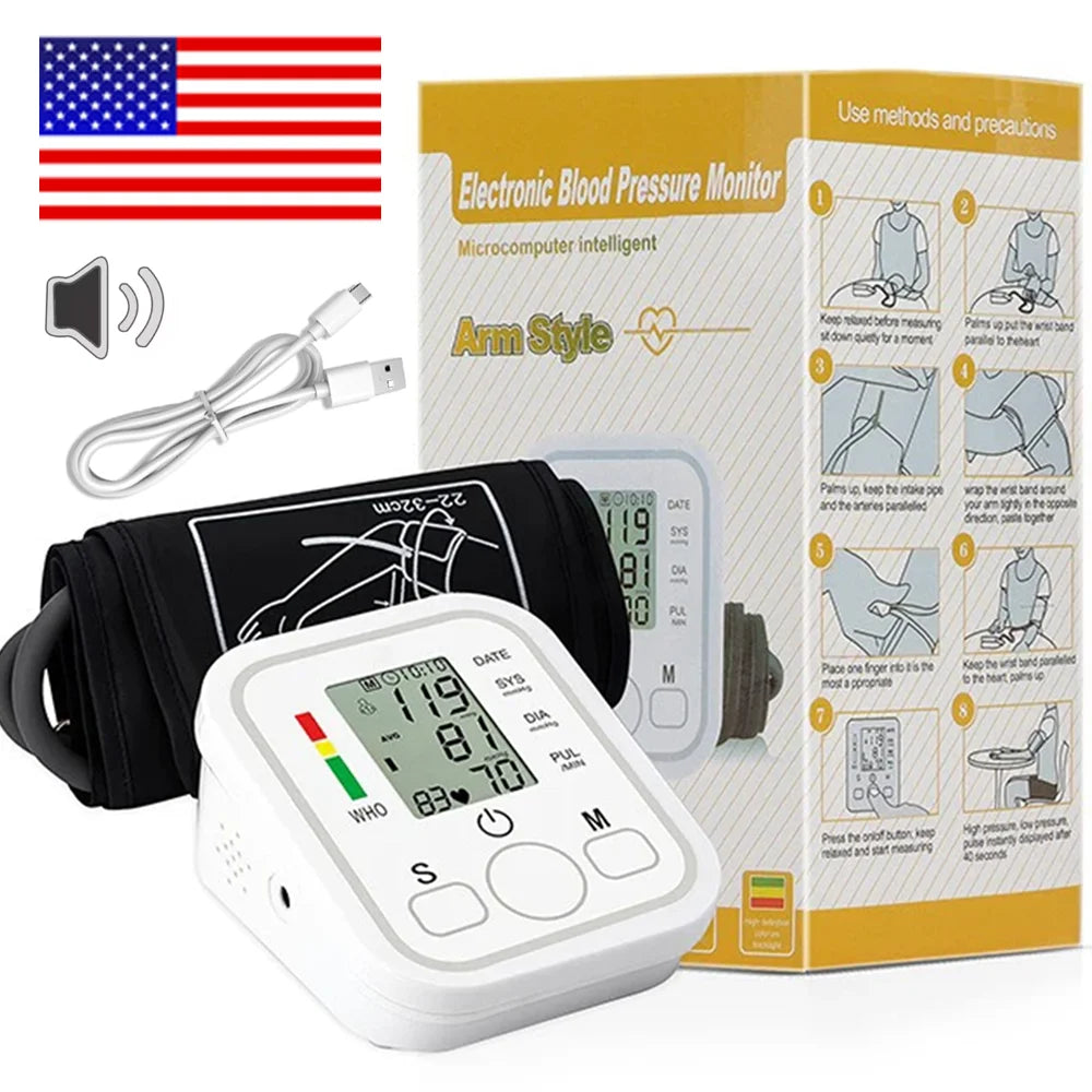 Tensiomètre Bras Automatique Vocal LCD Fréquence Cardiaque – CLEVI Paris