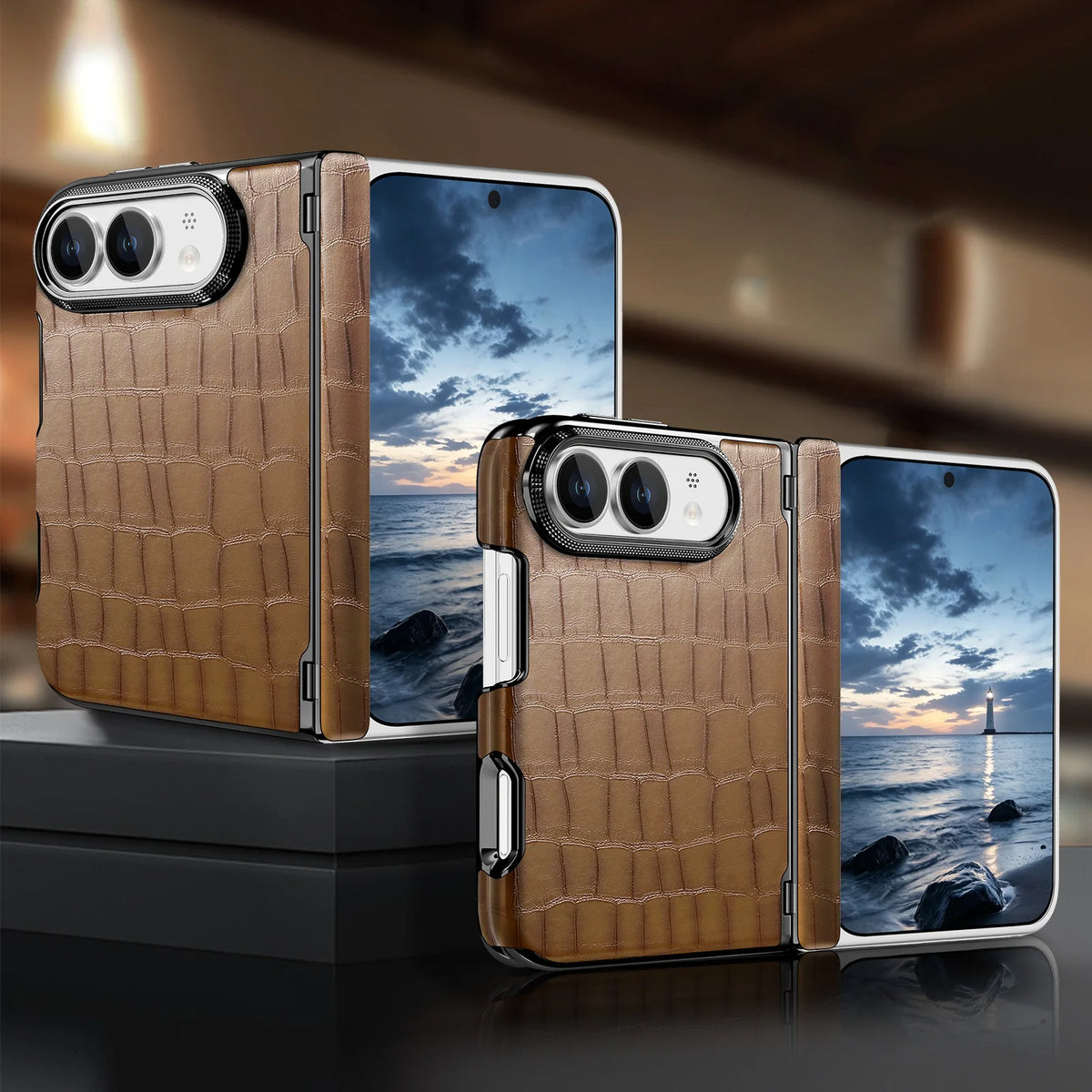 Coque iPhone Duo motif crocodile en simili – CLEVI Paris