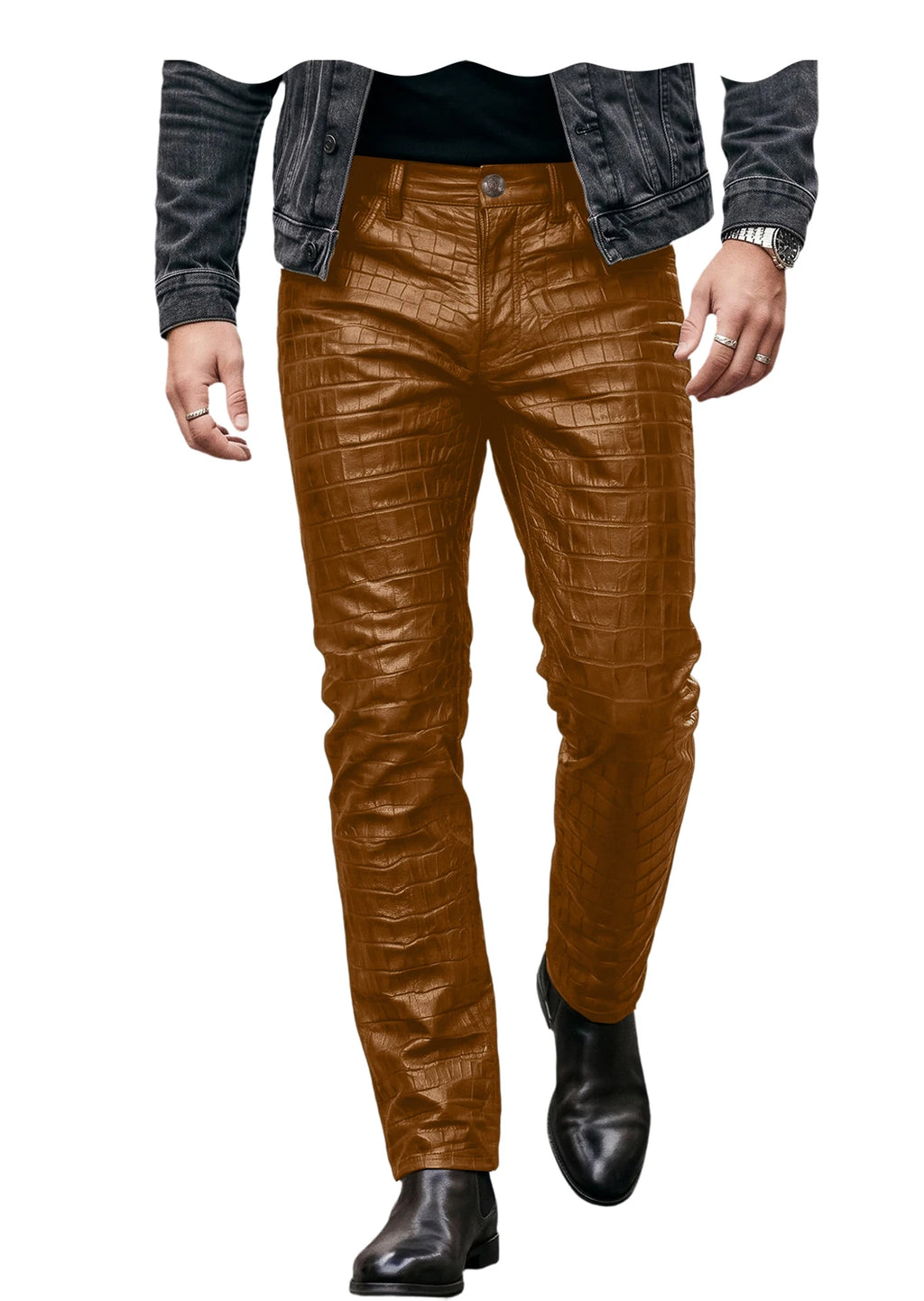 Pantalon effet cuir crocodile homme – CLEVI Paris