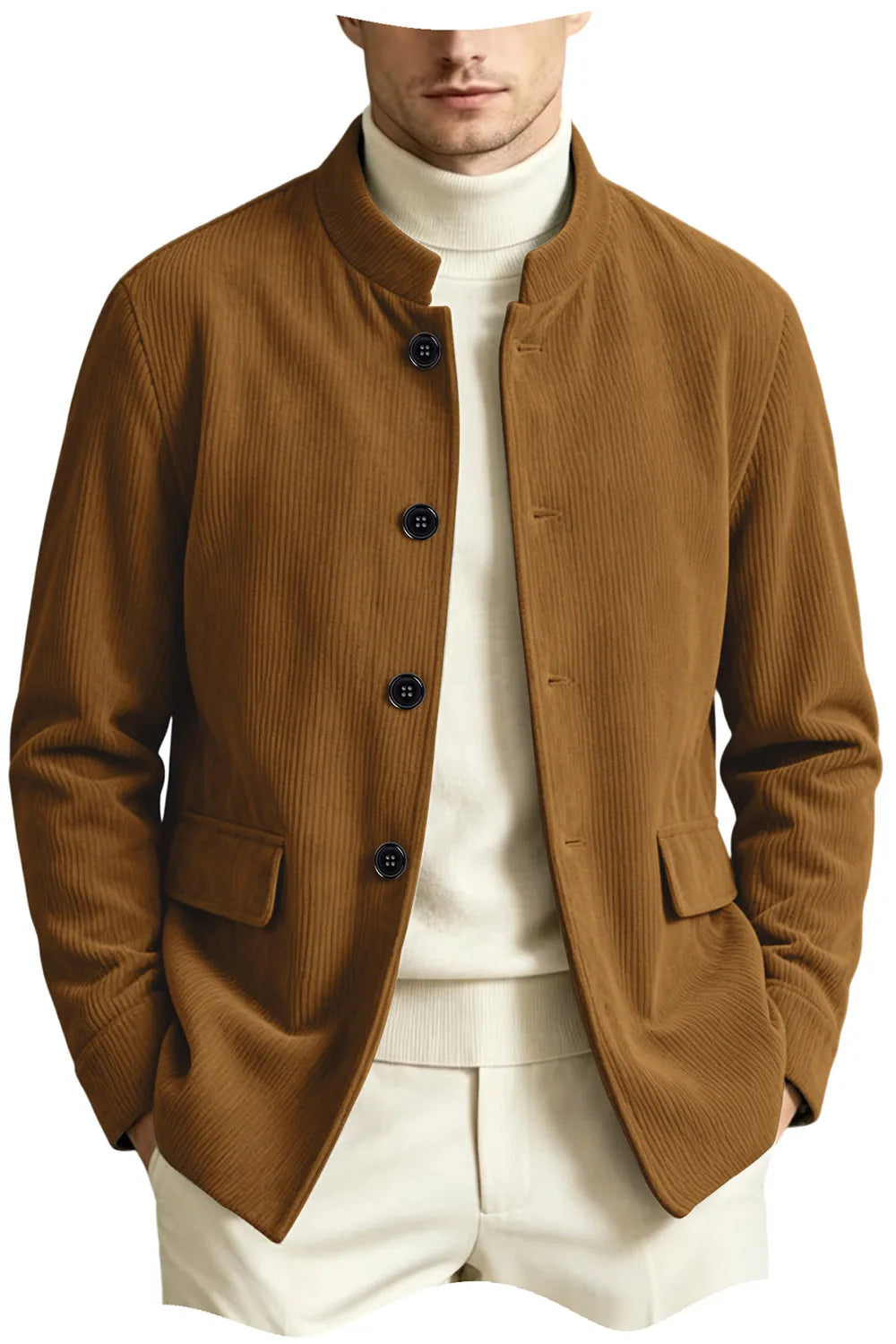 Blazer homme en velours côtelé à col montant – CLEVI Paris