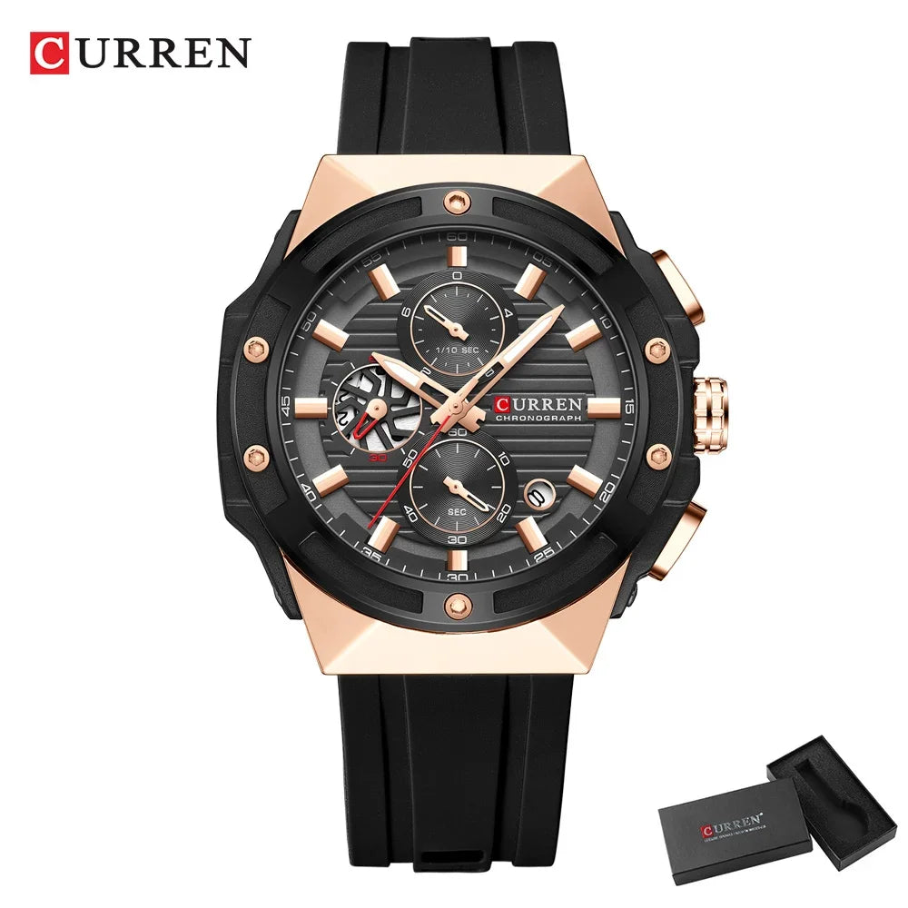 CURREN Montre Quartz Japonais Homme Sport Cadran Créatif Silicone Lumineux 45mm – CLEVI Paris