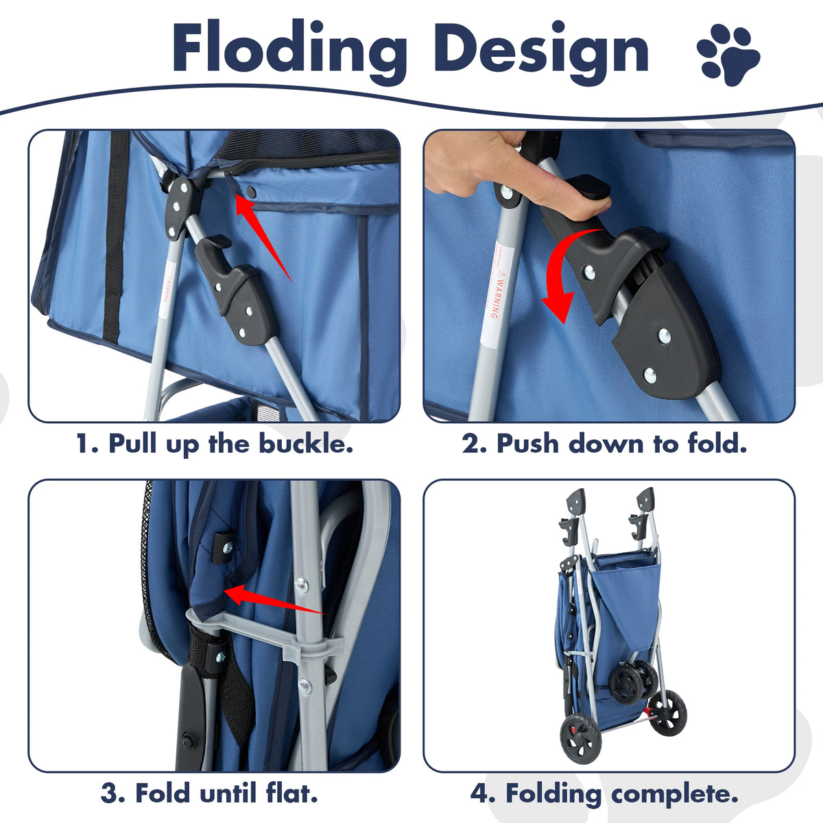 Poussette pliable 3 roues pour chien et chat – CLEVI Paris