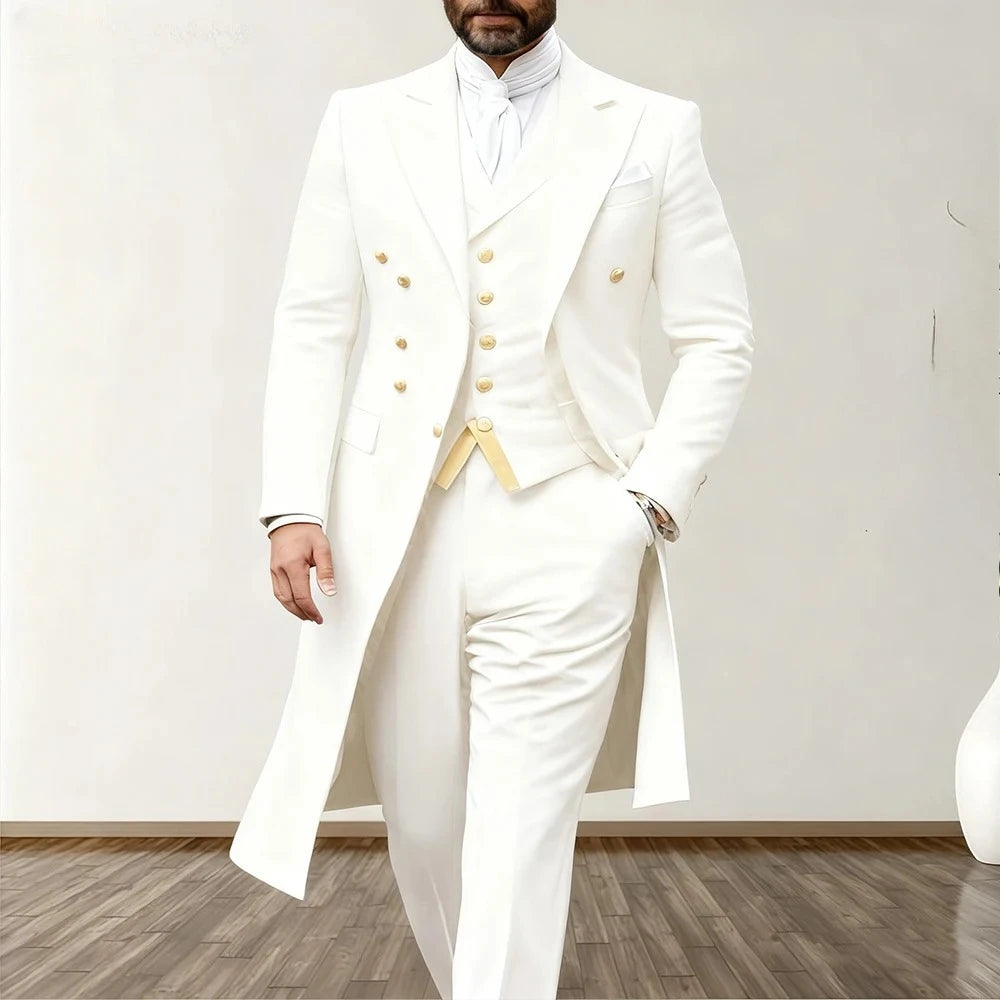 Costume Homme 3 Pièces Tuxedo Satin Blazer Long Gilet Pantalon 8 Coloris XS-5XL – CLEVI Paris