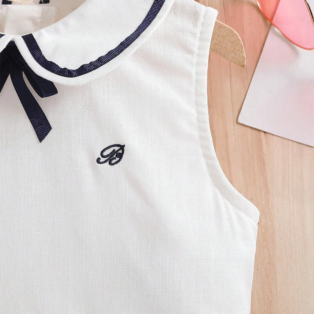 Robe fille en blanc et en coton style preppy – CLEVI Paris