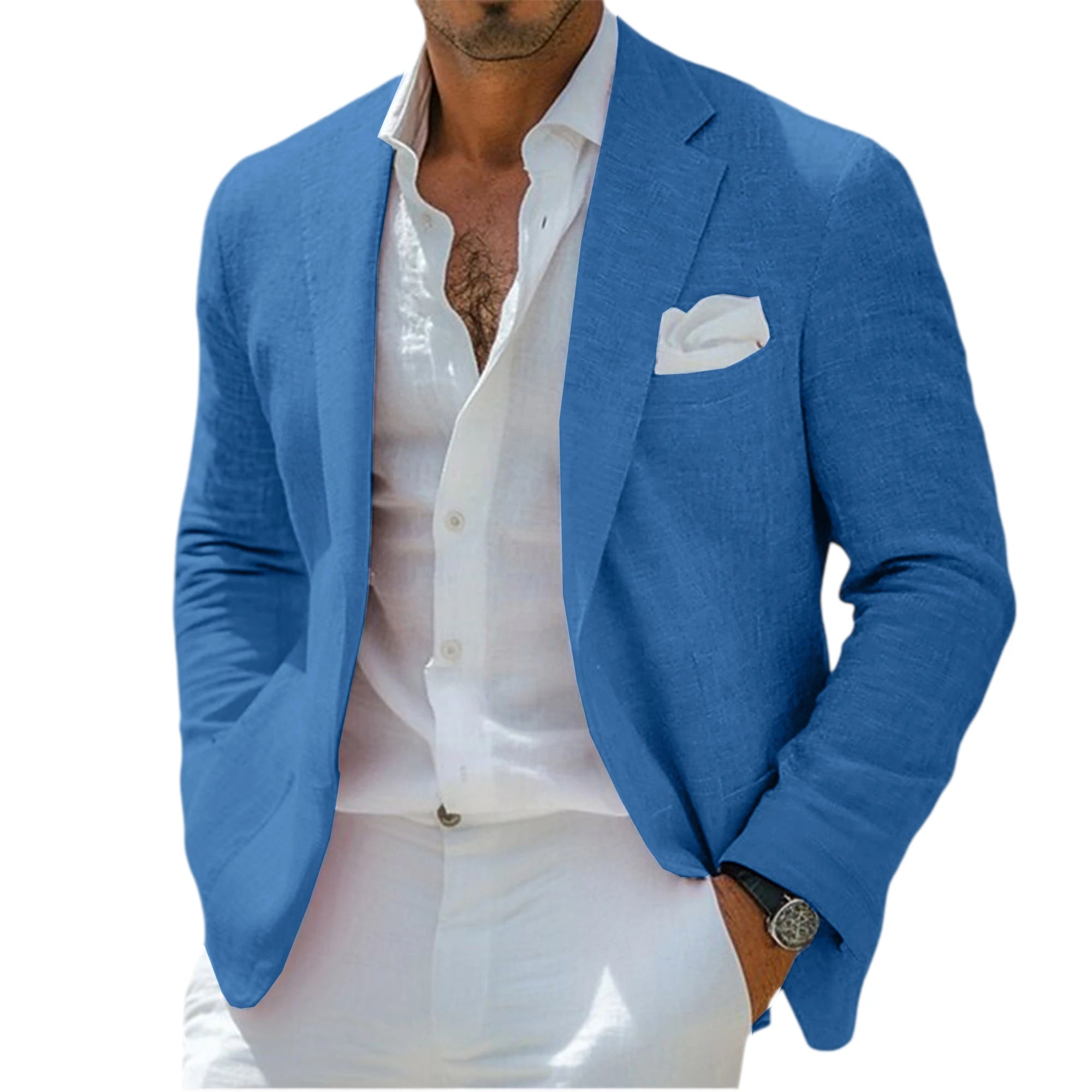 Blazer Homme Lin Slim Fit Léger Respirant Col Cranté Mariage Plage Business – CLEVI Paris