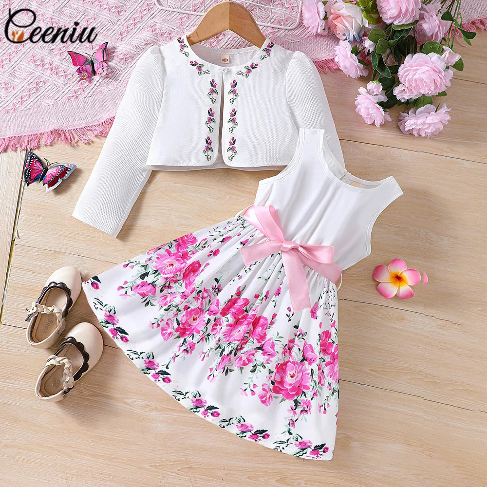 Ensemble fille cardigan et robe imprimée – CLEVI Paris