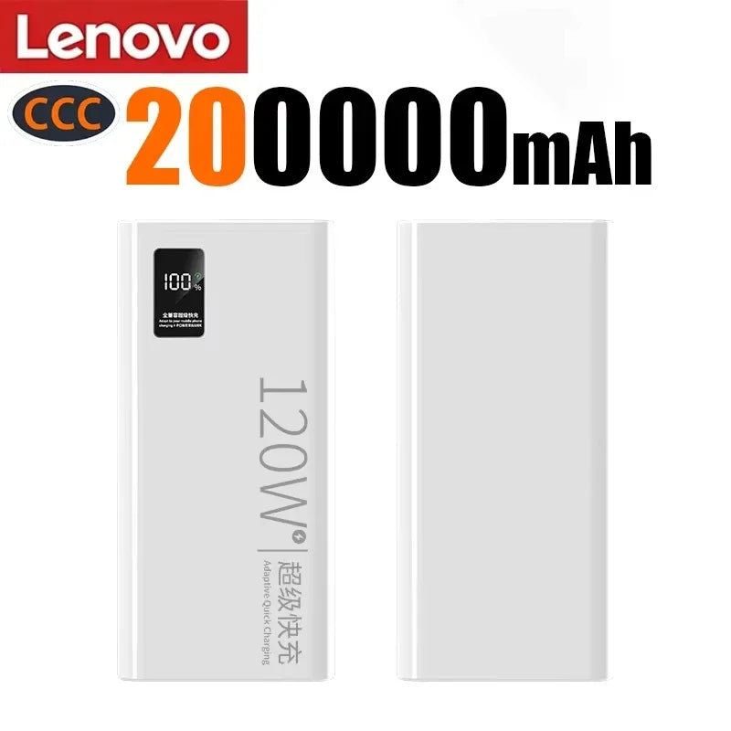 Batterie Externe Lenovo 120W Charge Rapide + Sans Fil Qi 15W Affichage LED USB-C Compact 240g – CLEVI Paris