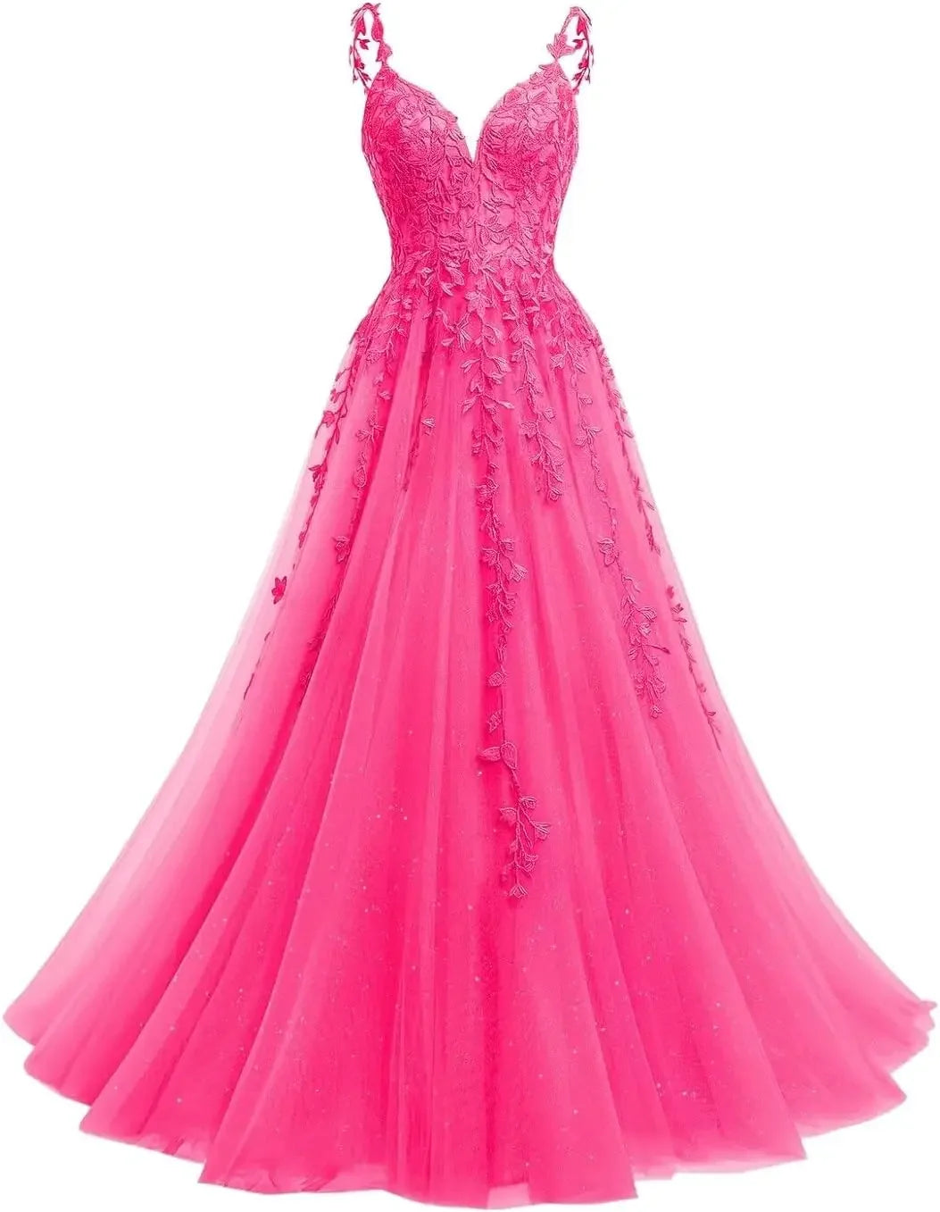 Robe de mariée en dentelle ligne A col V – CLEVI Paris