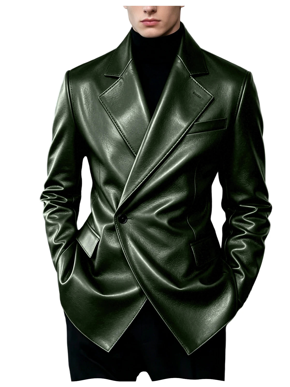Blazer homme en similicuir, coupe ajustée – CLEVI Paris