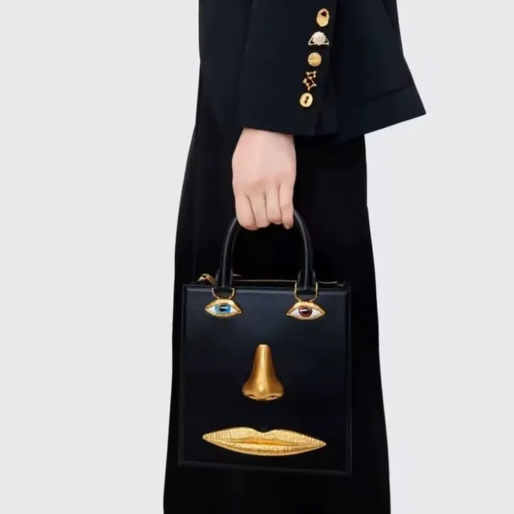 Sac À Main Femme Motif Visage Bijoux Bandoulière Dorée 8 Coloris – CLEVI Paris