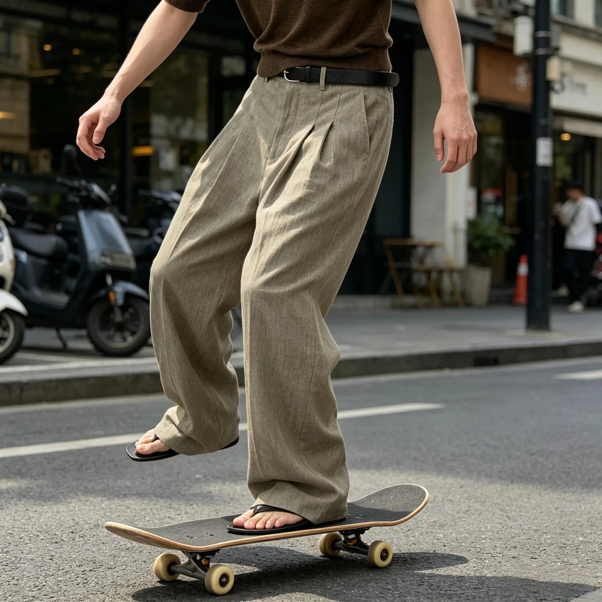 Pantalon large en lin pour homme – CLEVI Paris