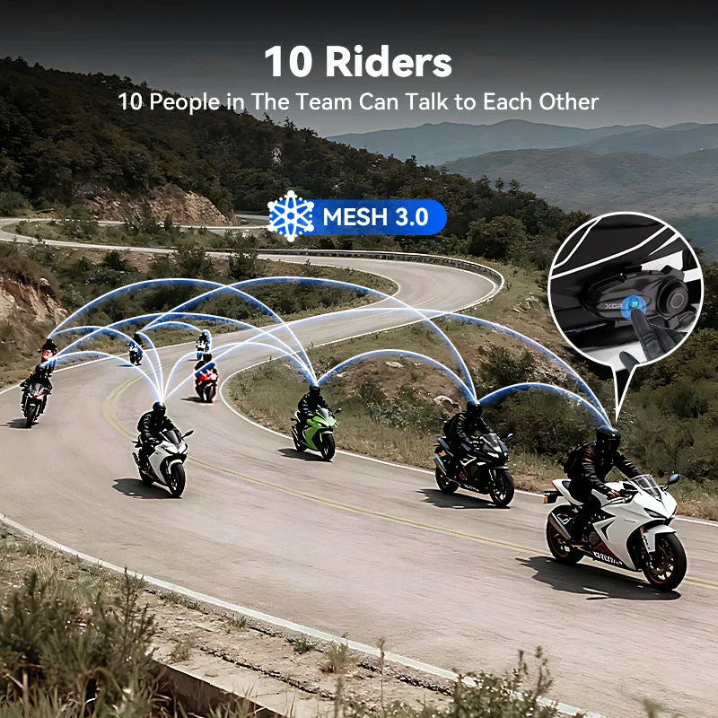 Intercom Moto XGP X10 Bluetooth 5.3 IP67 10 Riders 1km – CLEVI Paris