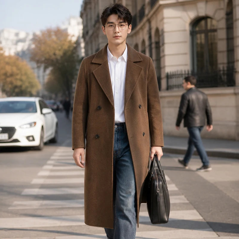 Manteau homme en laine à double boutonnage – CLEVI Paris