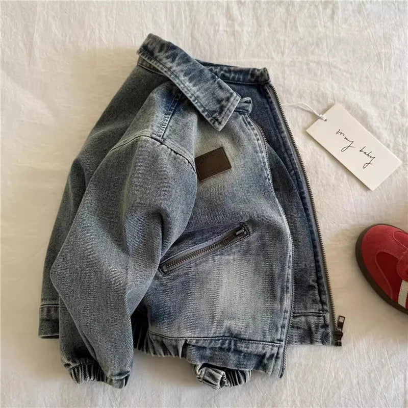 Veste en jean enfant zippée unisexe – CLEVI Paris