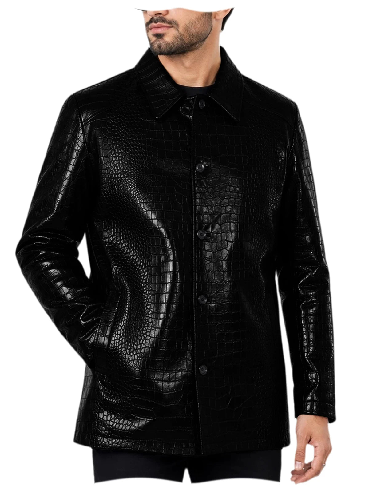 Blazer homme simili cuir motif crocodile – CLEVI Paris