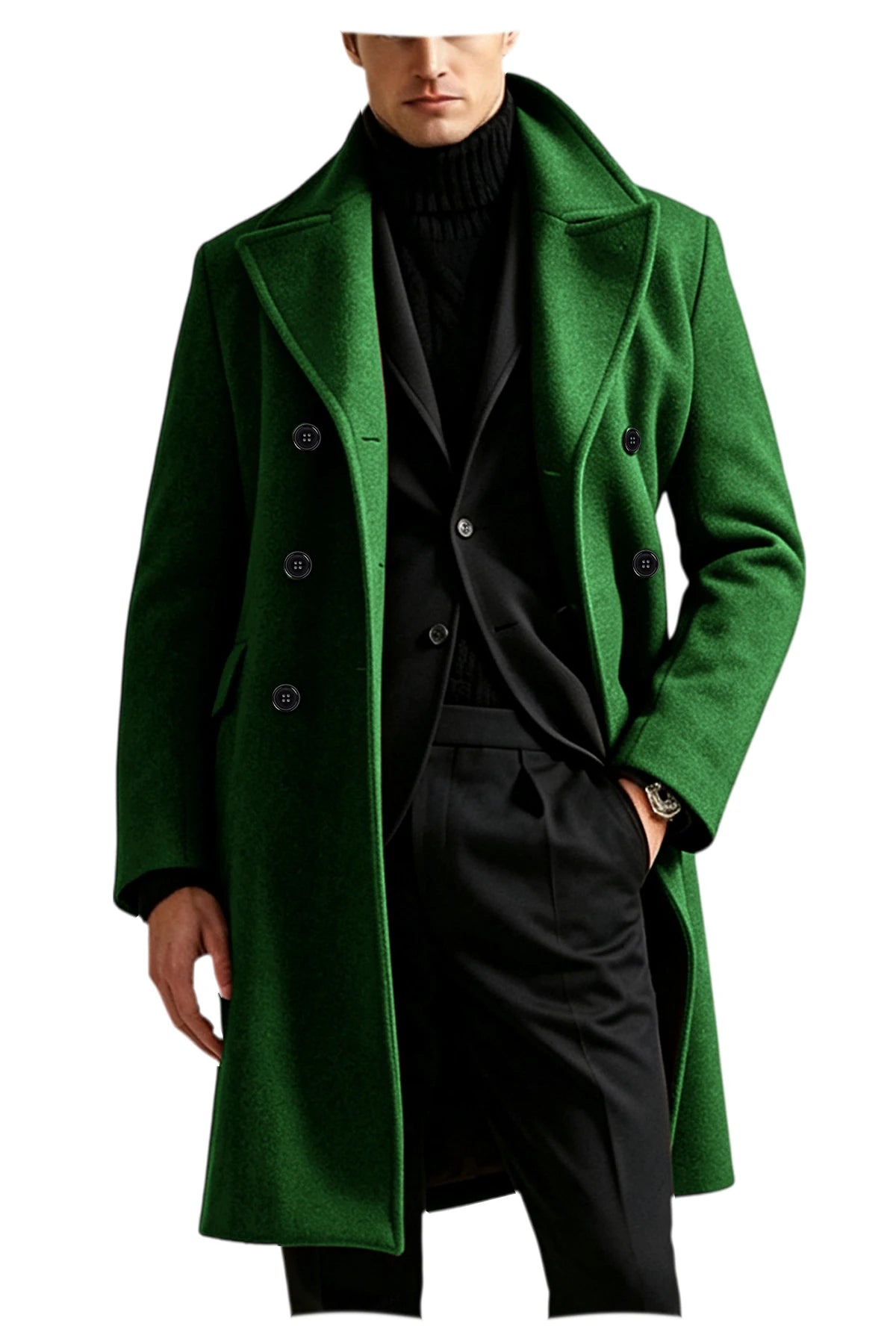 Manteau long homme laine mélangée croisé – CLEVI Paris