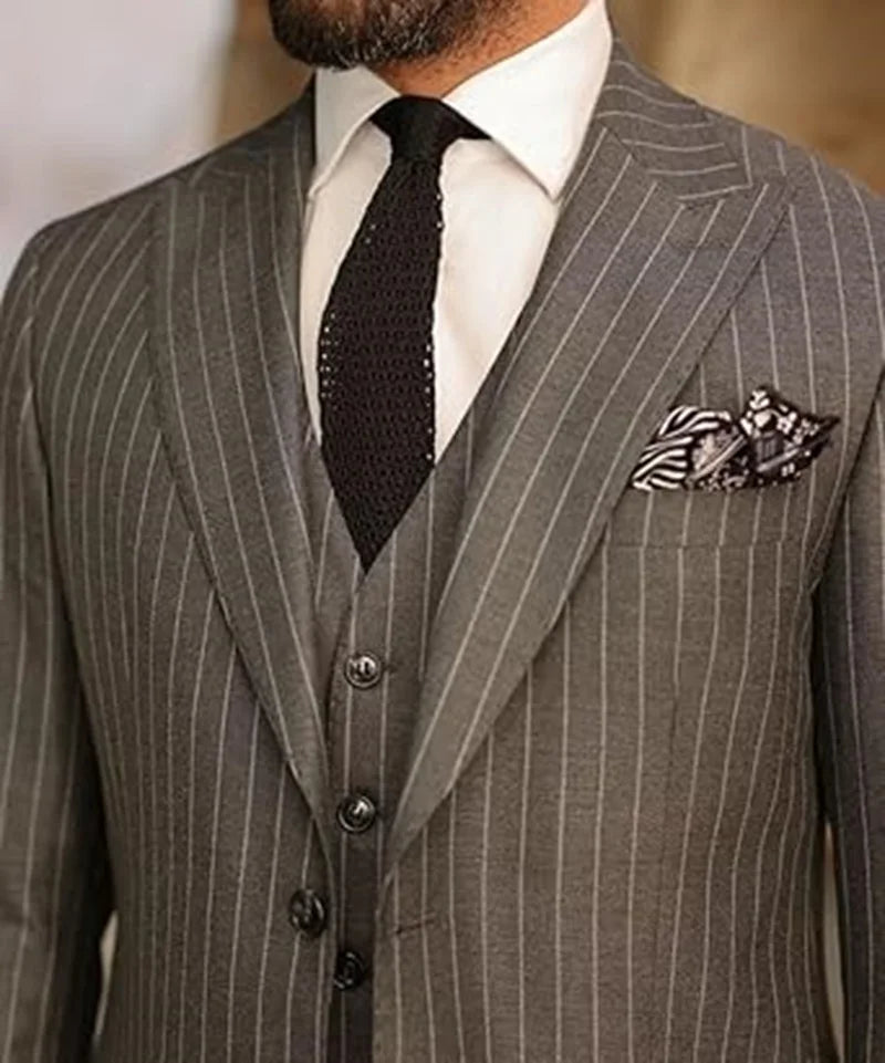 Costume Élégant 3 Pièces Homme Rayures – CLEVI Paris
