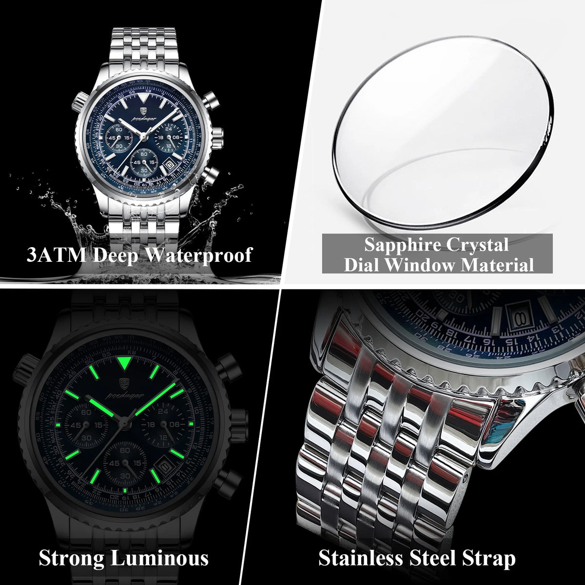 Montre Militaire Chronographe POEDAGAR Homme – CLEVI Paris