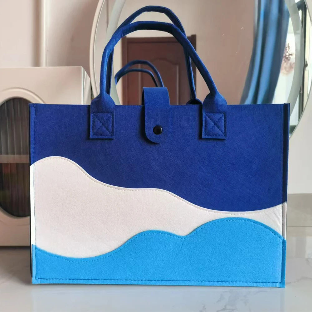 Tote Bag Feutre Femme Motif Montagne 35x25cm – CLEVI Paris