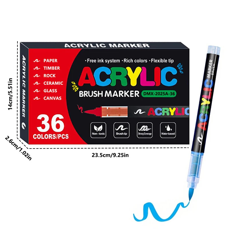Marqueurs Acryliques Pointe Pinceau 12-72 Couleurs – CLEVI Paris