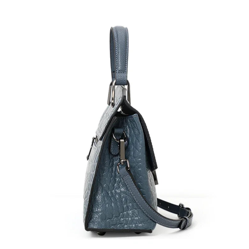 Sac Satchel Femme Cuir Vache Croco Mat Bandoulière – CLEVI Paris