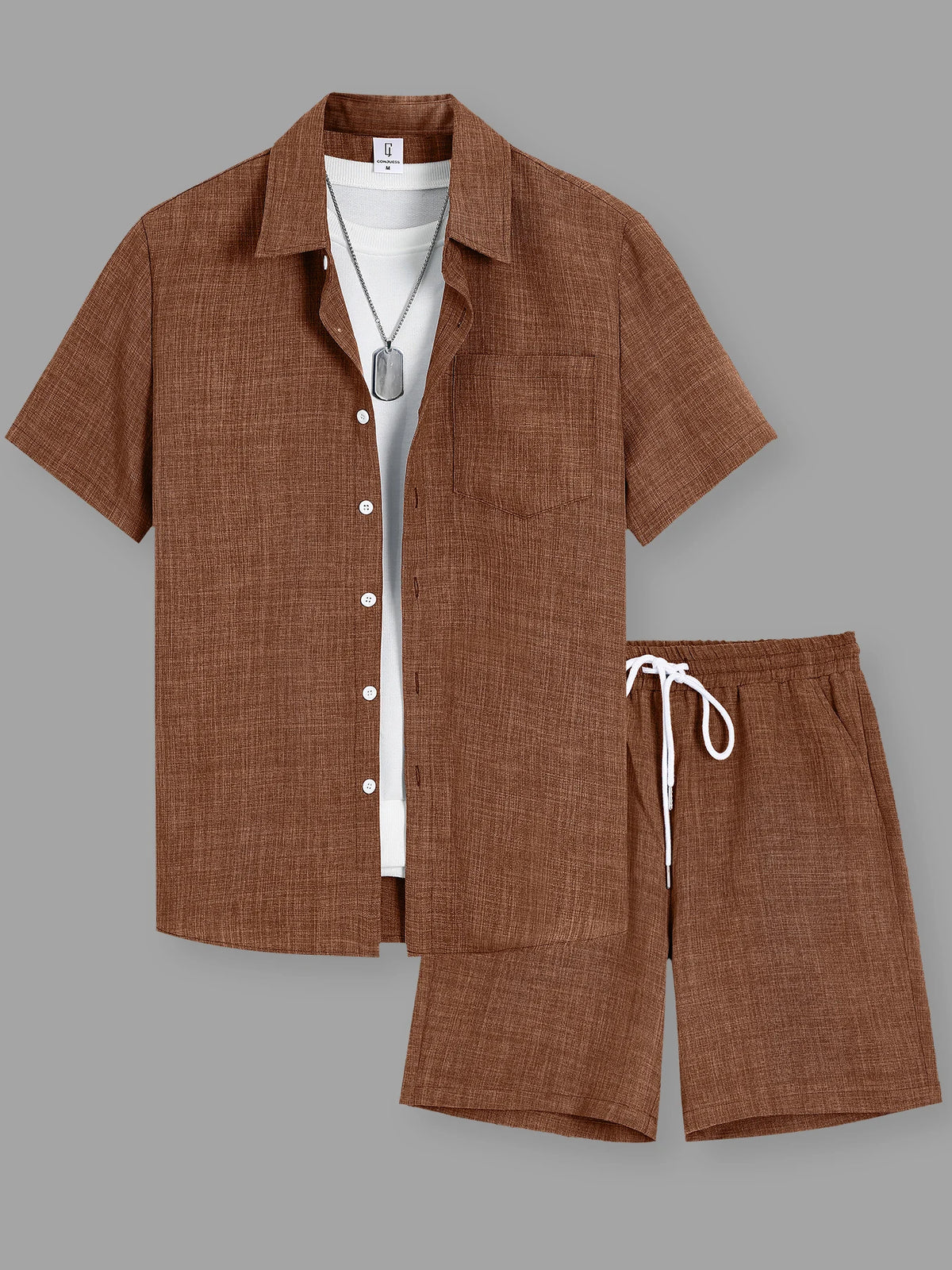 Ensemble Deux Pièces Homme Chemise + Short Lin Casual – CLEVI Paris