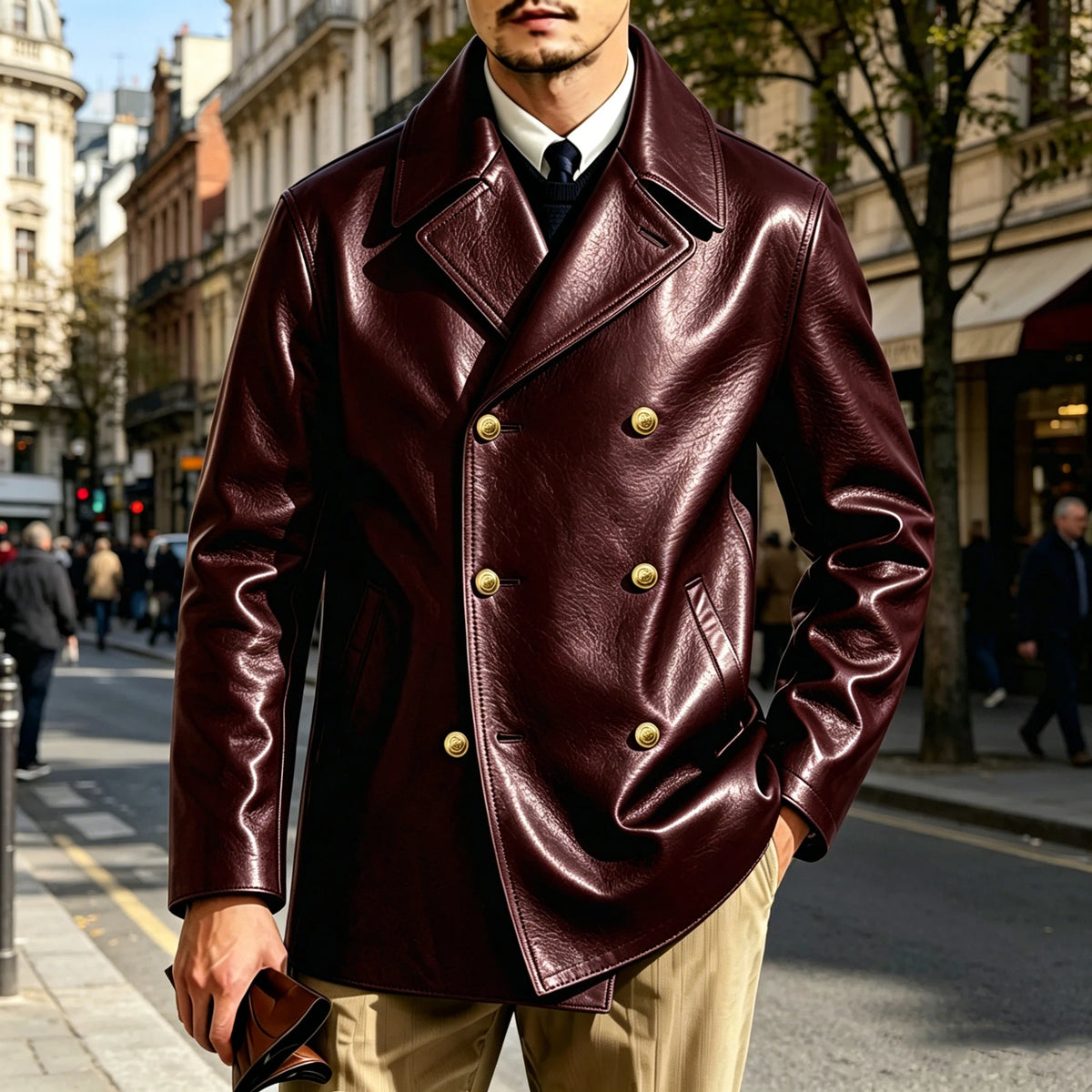 Blazer croisé effet cuir homme – CLEVI Paris