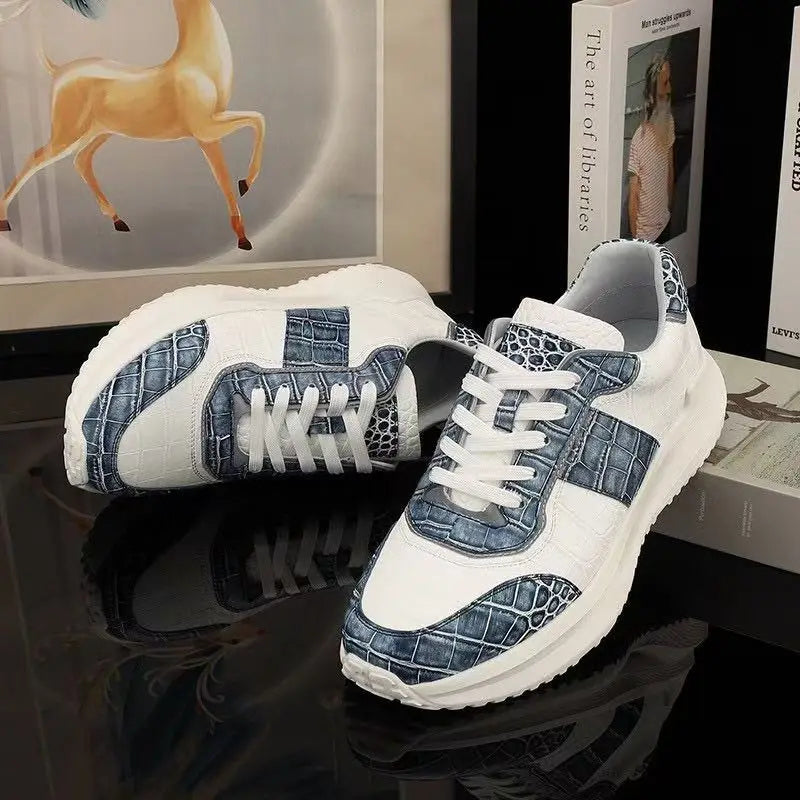 Sneakers basses homme bleues à lacets – CLEVI Paris