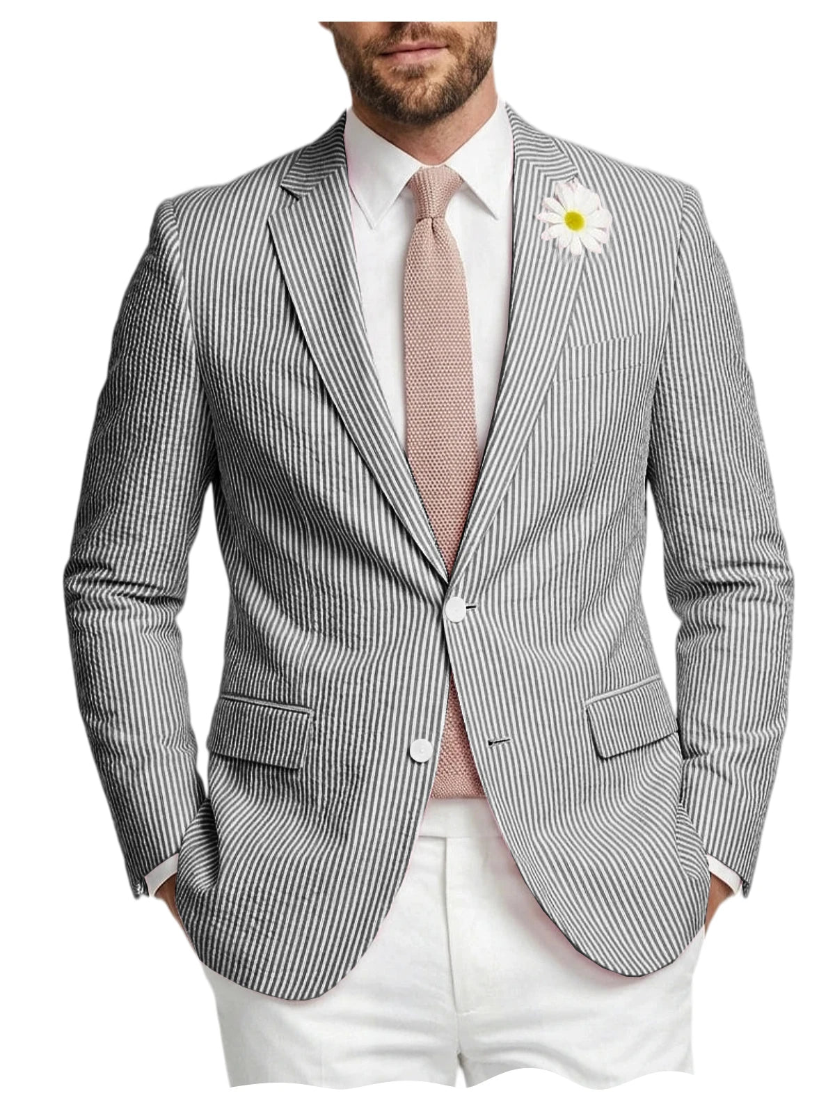 Blazer homme en tweed à chevrons, coupe droite – CLEVI Paris