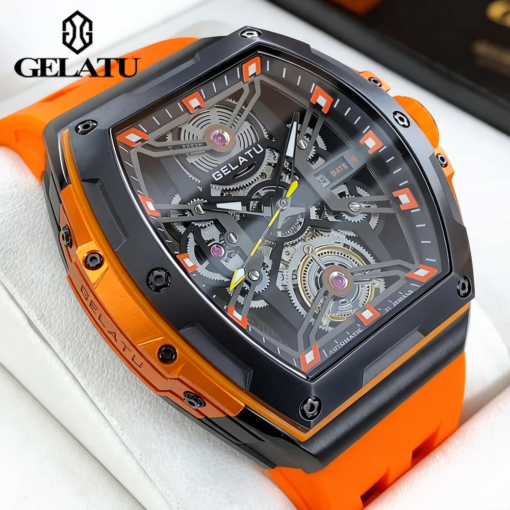GELATU 6012 Montre Homme Automatique Squelette Saphir Anti-Magnétique 50M – CLEVI Paris