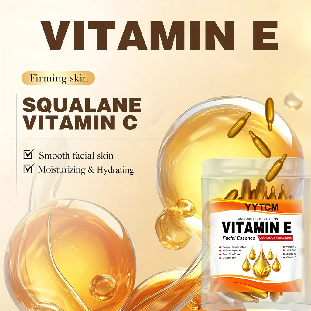 Capsules Essence Vitamine E | Hydratation Profonde, Squalane Végétal & Vitamine C | Éclat & Lissage – CLEVI Paris