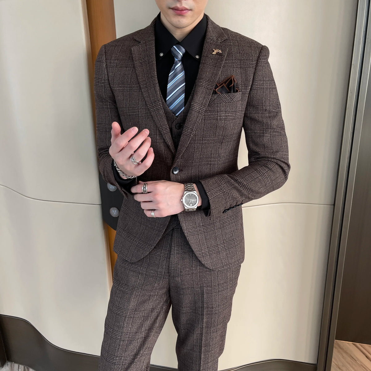 Costume Homme 3 Pièces à Carreaux – CLEVI Paris