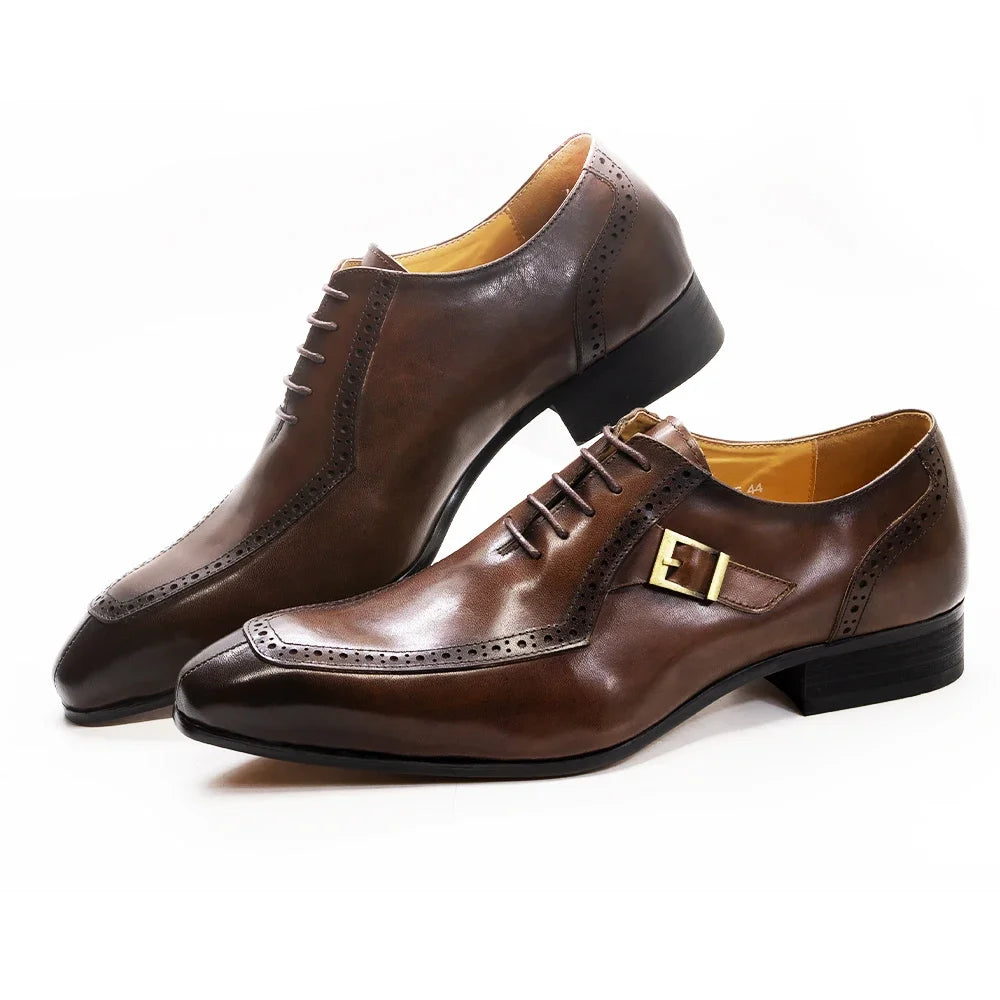 Oxford homme en cuir à lacets et détail boucle – CLEVI Paris