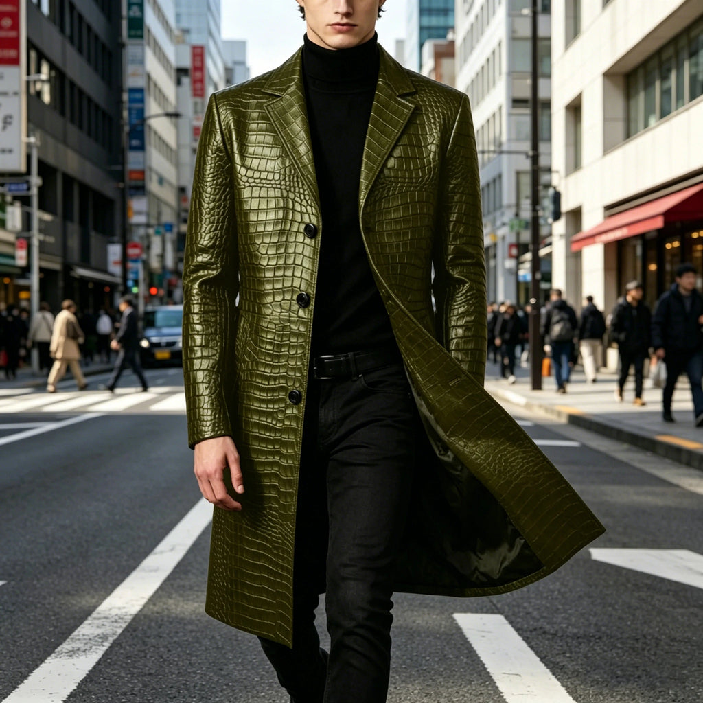 Manteau homme simili cuir motif crocodile – CLEVI Paris