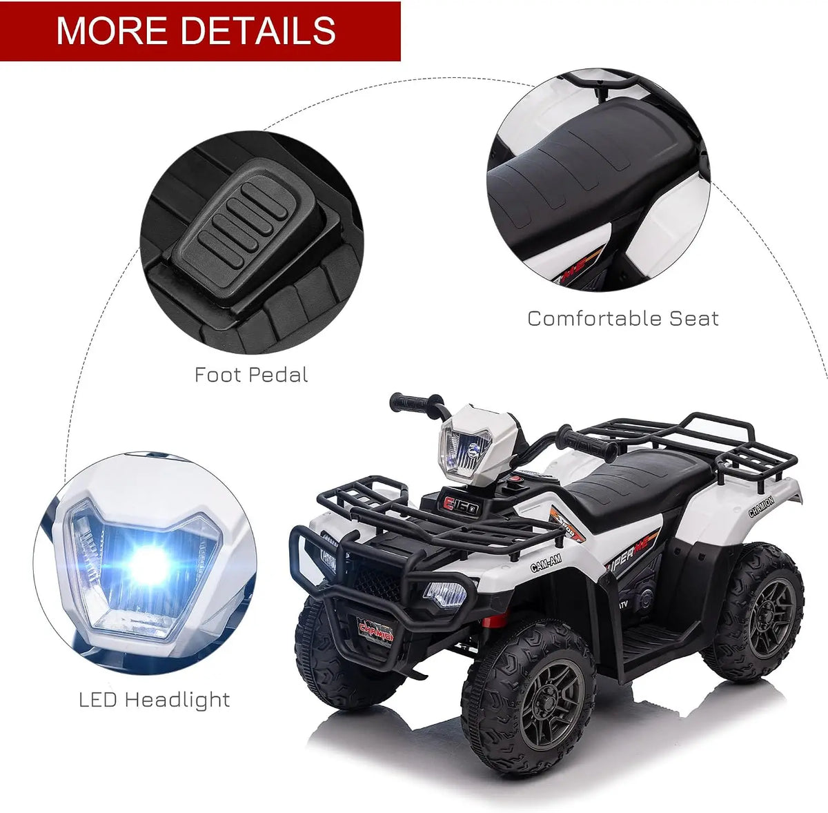 Quad électrique enfant 12 V avec phare – CLEVI Paris