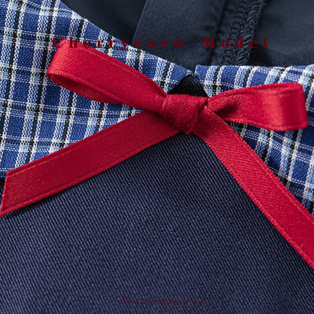 Robe fille bleu foncé à col Claudine – CLEVI Paris