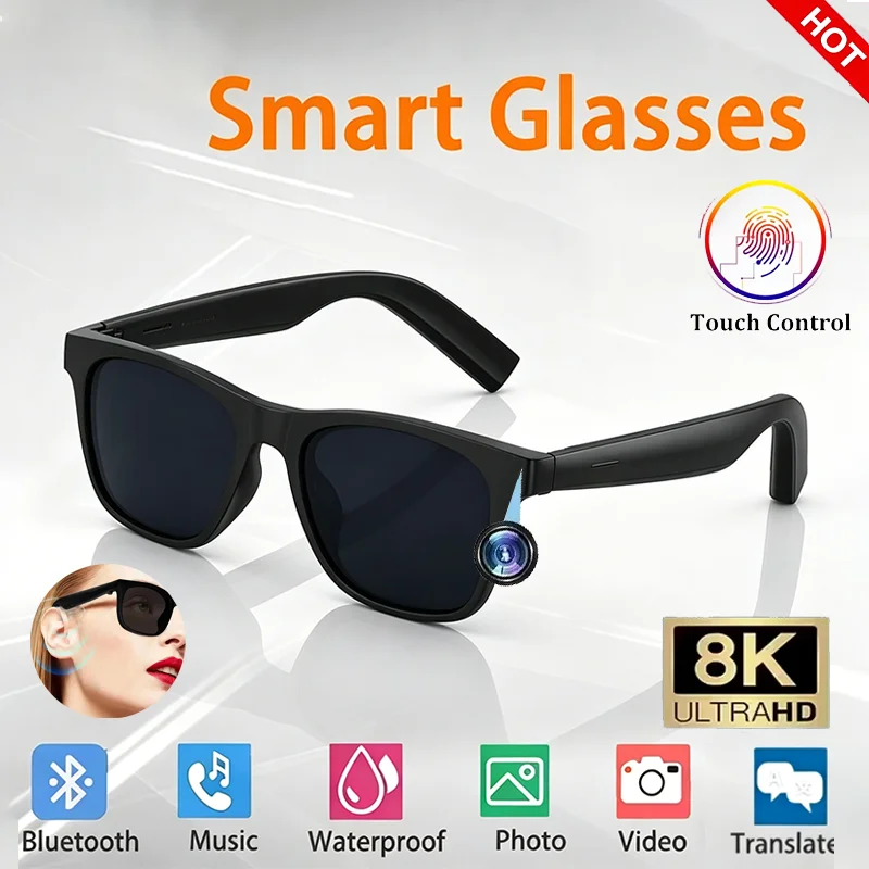 Lunettes Connectées IA Bluetooth Contrôle Tactile Traduction 5 Langues Musique UV Photochromiques Anti-Bleu 37g – CLEVI Paris