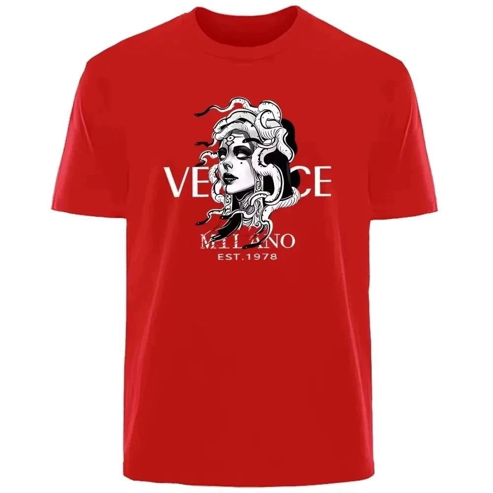 T-Shirt Unisexe Motif Méduse Style Luxe Italien Séchage Rapide Col Rond – CLEVI Paris