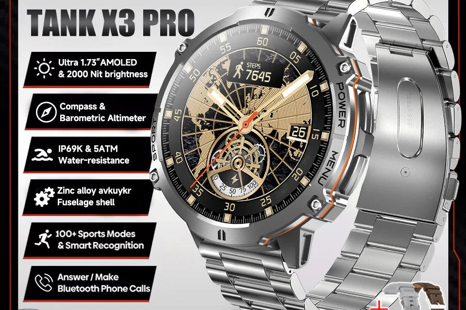 Montre connectée unisexe AMOLED 1,73″ – CLEVI Paris
