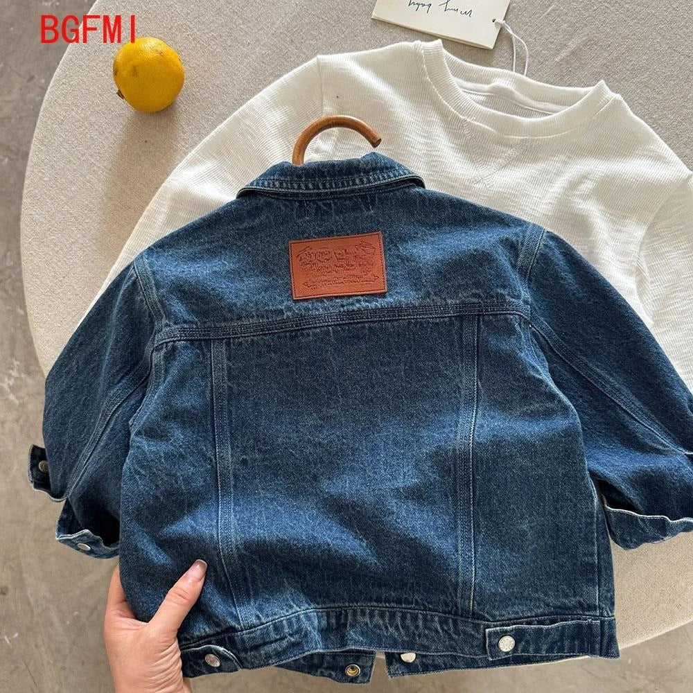 Veste enfant en denim bleu à boutons – CLEVI Paris